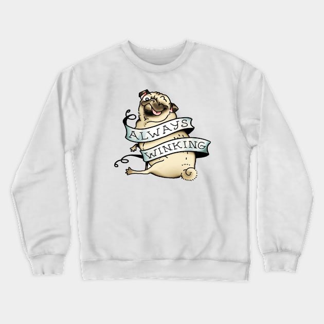 Always Winking (fawn) Crewneck Sweatshirt by Inkpug